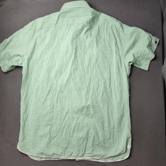 Hammer Made Shirt Mens L/XL 17 Green Short Sleeve Button Up Cotton Plaid Trim - Picture 6 of 11